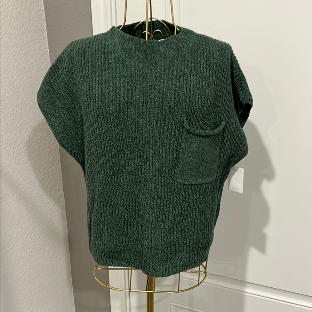 Free People Beach Green Shrug Sweater with Ribbed Texture